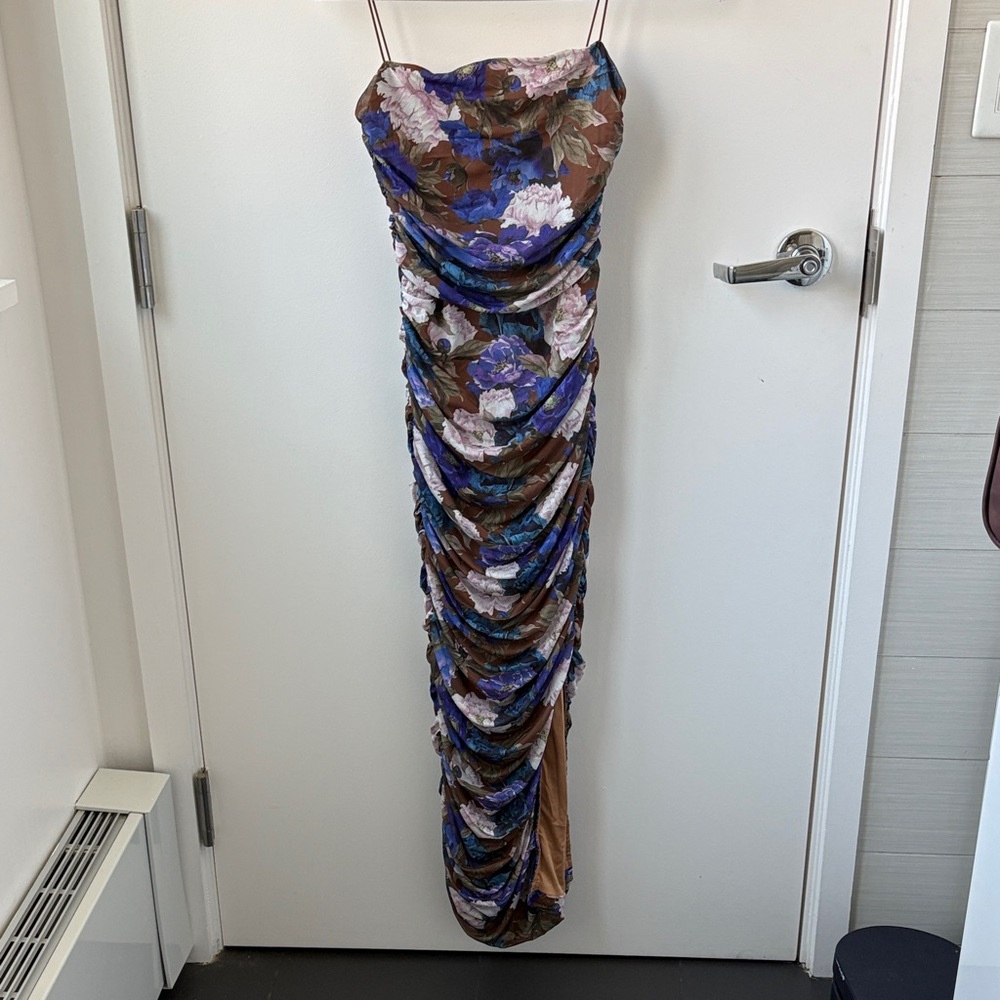 NWOT Vici Blue and Brown Floral Midi Dress
